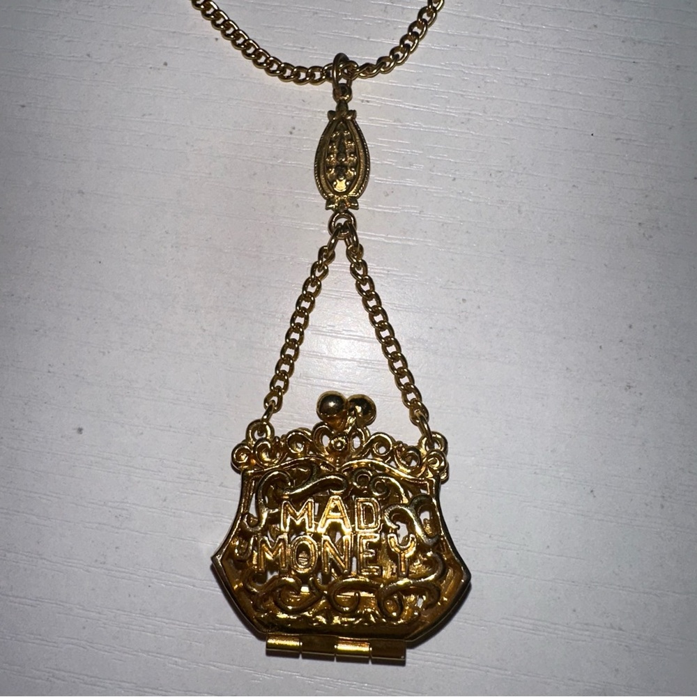 Vtg Mad Money Locket Necklace - Picture 3 of 11